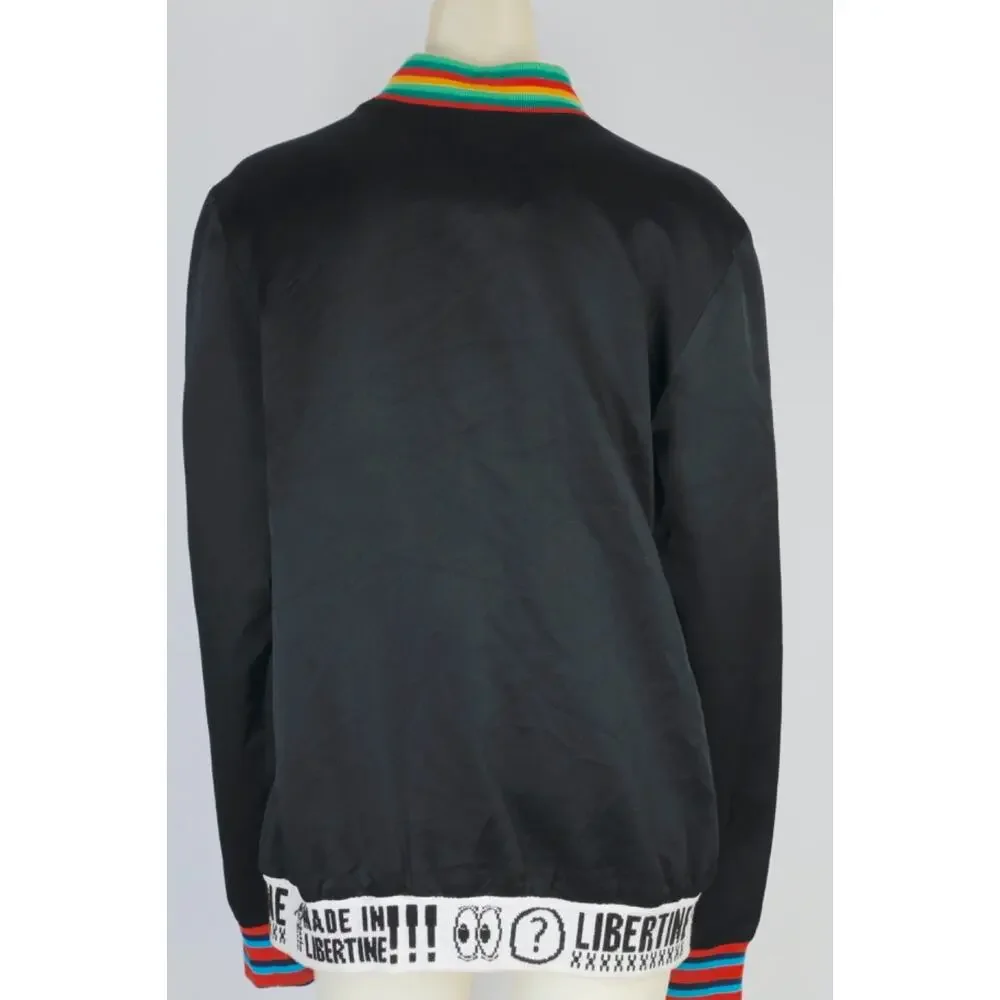 Libertine Jacket M Black Satin Graphic Bomber Punk Rocker Mod Neon Pop Art USA